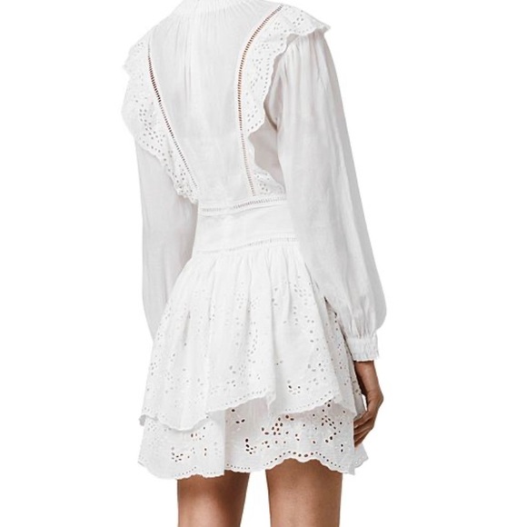 Allsaints Aislyn Broiderie Dress White Size US 2 - Picture 3 of 9